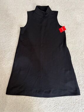 NWT  SPANX Black Sleeveless Mock Neck Shift Dress w/ Pockets, Women’s Size Small